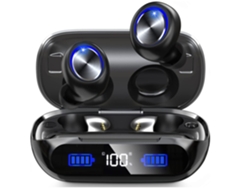 Auriculares inalámbricos Bluetooth JIAPEI con reproducción a 180 Hz, graves profundos, cancelación de ruido, clasificación IPX8, aptos para deportes y trabajo, color negro.
