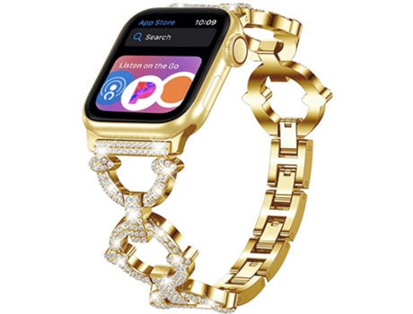 Correa para Smartwatch diamante con cadena metálica para Apple Watch series 9, 8 y 7 41 mm / SE 3 y SE 2 y 6 y SE y 5 y 4 40 mm / 3 y 2 y 1 38 m