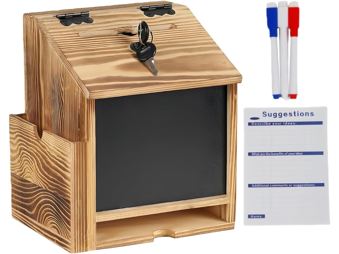 Buzón De Sugerencias | Herramienta De Pared De Madera Con Cerradura Para Ahorrar Y Recaudar Fondos |