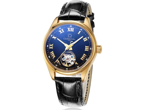 VEANXIN Reloj de pulsera automático para hombre Tourbillon esqueleto de acero inoxidable resistente al agua-Negro