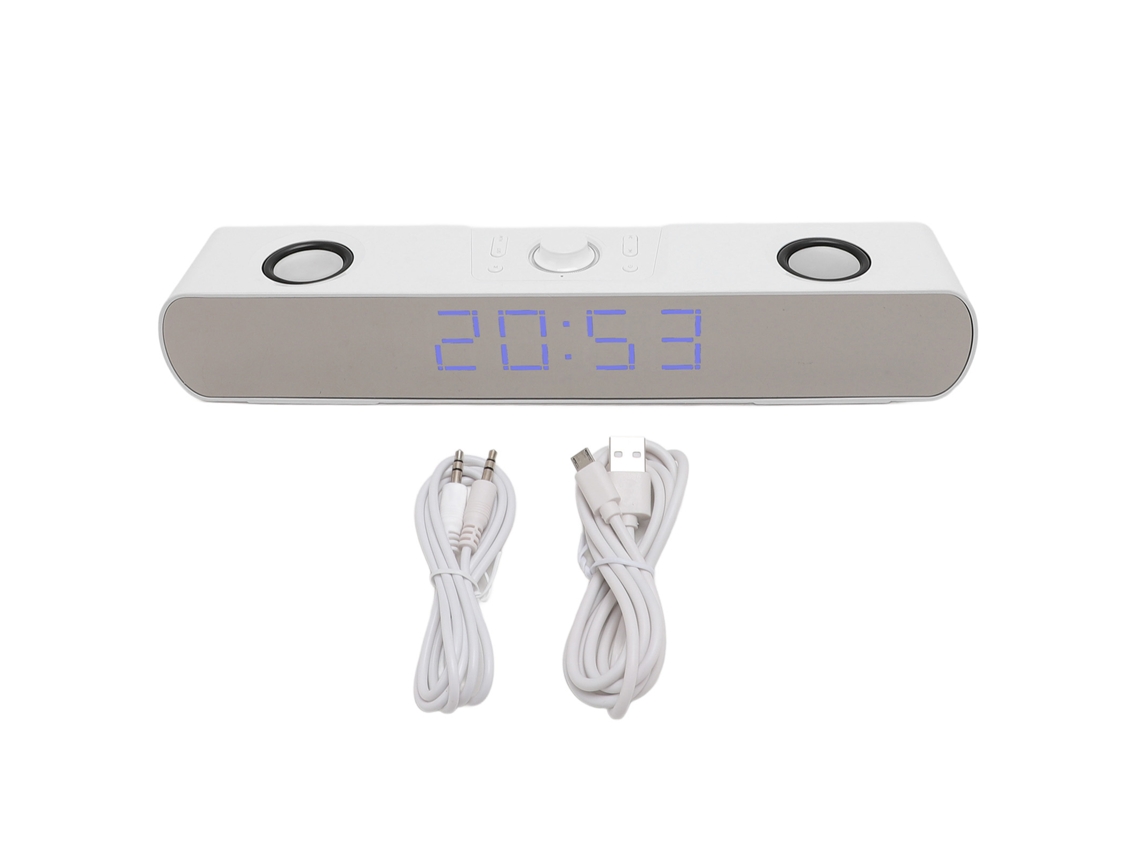 Altavoz Bluetooth Para Ordenador Con Subwoofer Integrado, Despertador Y Radio Fm - Blanco