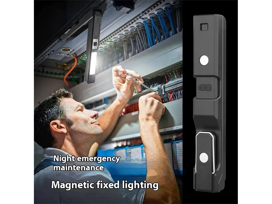 Luz De Trabajo Magnética Bikight Negra, Recargable, Led, Bolígrafo De Inspección, Luz De Inspección De Fuerte Magnetismo, Luz De Trabajo Led
