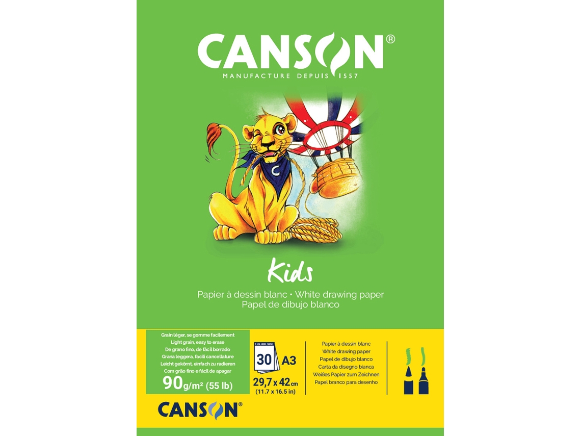 Bloc de Dibujo CANSON para Niños Din A3 90 G/M² 30 Hojas