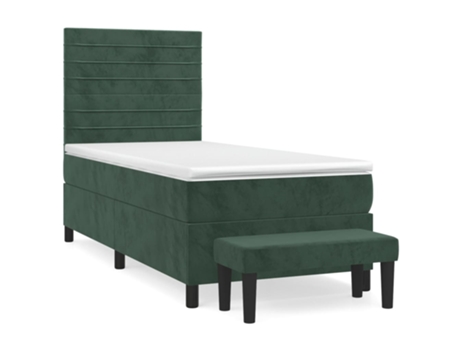 Cama con somier VIDAXL (Verde - Terciopelo - 193 x 90 x 128 cm)