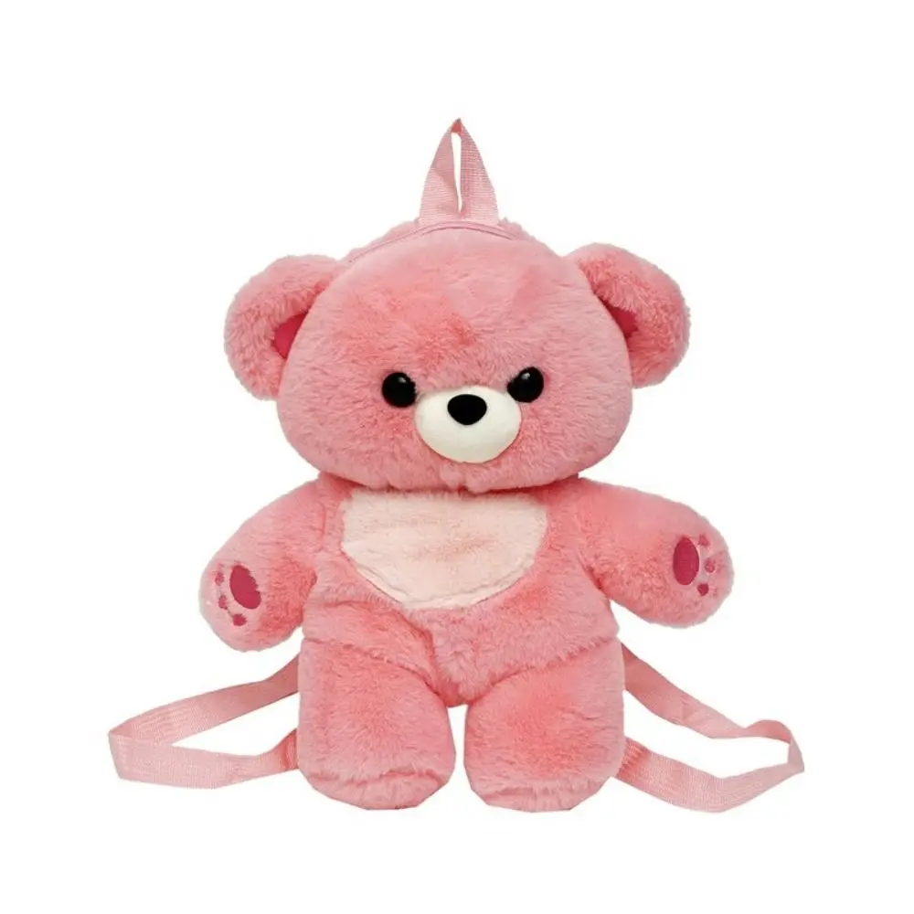 Mochila Informal De Oso Colorido (rosa) Con Estampado De Piel De Conejo 3d.