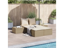 Tumbona doble con cojines de ratán beige de Lovely Home