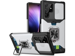 Funda para Samsung Galaxy S25 Edge con cierre RFID, ranura para tarjetas, protección para cámara y soporte para anillo Viewleaf (plateado)
