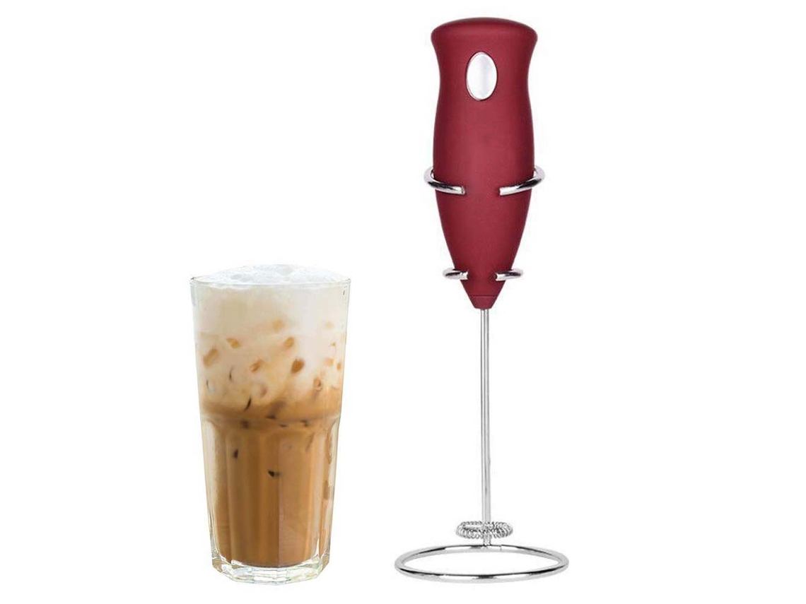 Espumador de leche de mano, espumador de café profesional para una espuma rica y cremosa, batidor de matcha, diseño portátil para viajar fácilmente, rojo, Ba