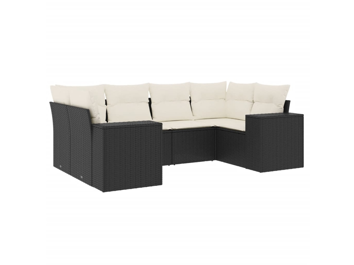 Maison Exclusive - Set De Sofás De Jardín 6 Piezas Y Cojines Ratán Sintético Negro