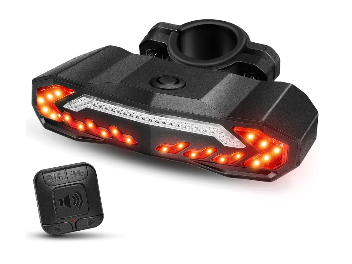 Luz Trasera Bicicleta Control Remoto Buzina Auto On/off Ipx8 Negro