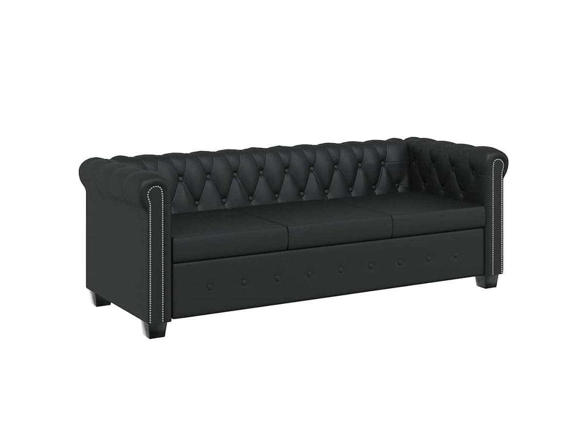 Maison Exclusive - Sofá Chesterfield De 3 Plazas Cuero Sintético Negro