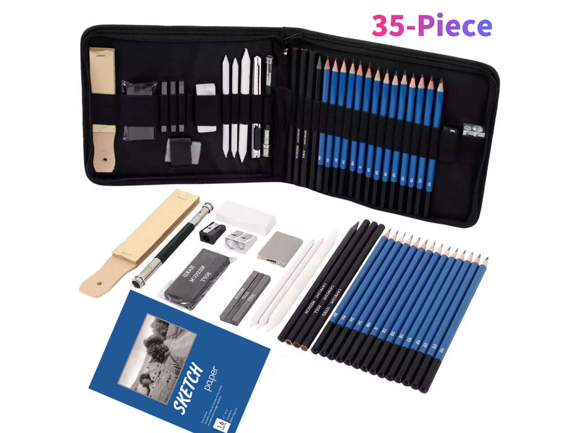 Juego Profesional De 35 Lápices De Dibujo Con Estuche Para Artistas Y Principiantes.