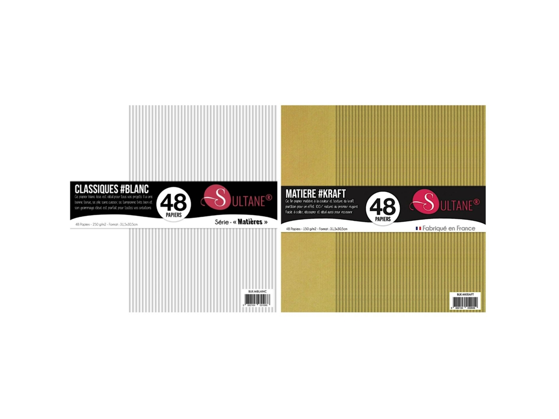 96 Papeles Scrapbooking Blanco + Kraft - 300g/m2