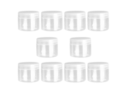 Rebe-10 Recipientes De Plástico Transparentes Para Licores Loción Viaje Maquillaje Pot Jars 5,9*5,9*3,6cm Blanco