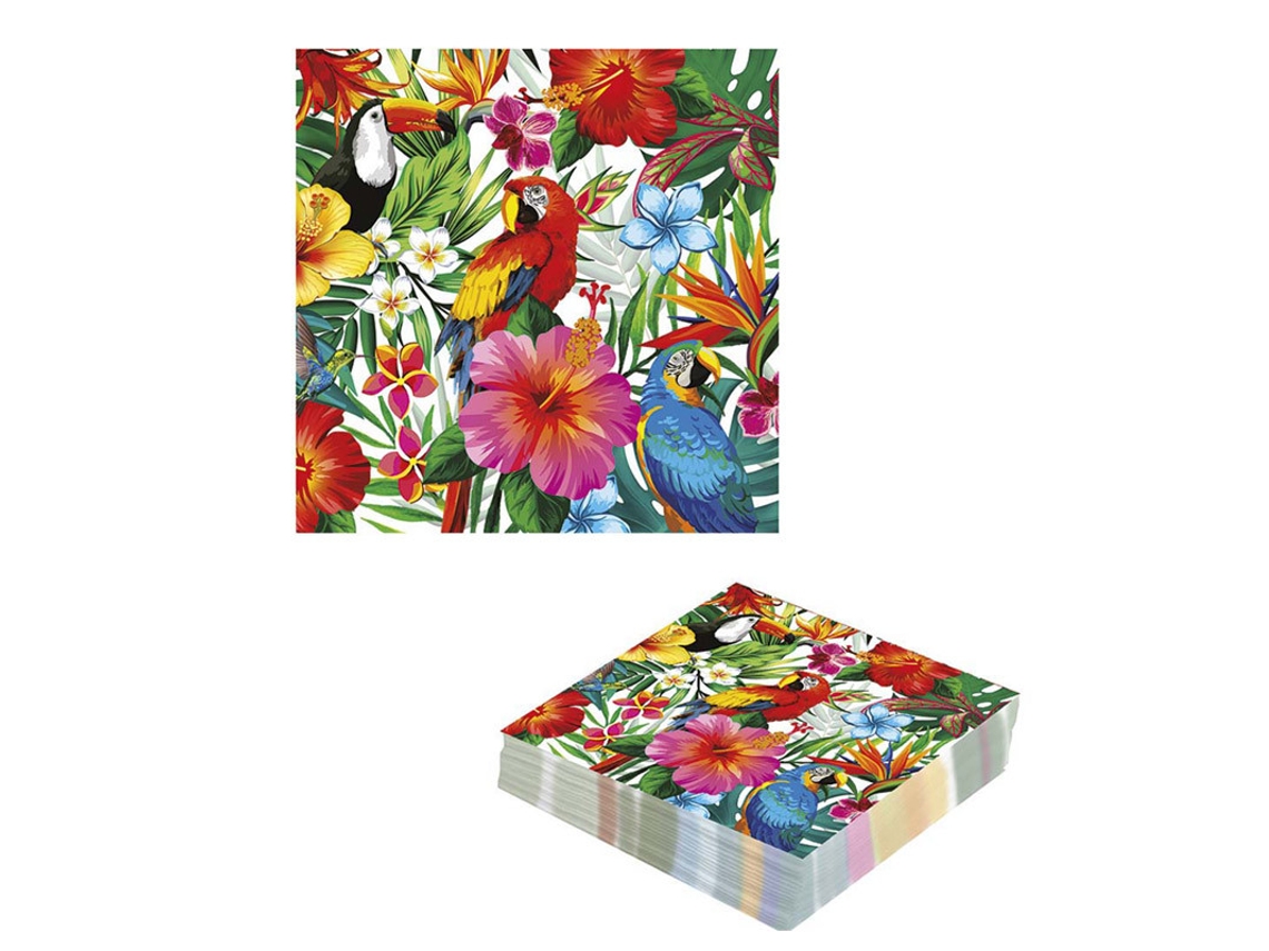 Servilletas GUIRCA Pack de 12 con estampado hawaiano 33X33 Cm