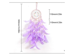 Atrapasueños Walshlxq con plumas y luces LED portátiles hechas a mano para colgar en la pared, decoración del hogar y fotografía.