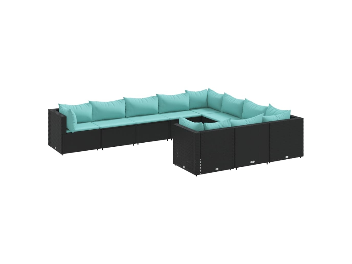 Maison Exclusive - Set De Sofás De Jardín Y Cojines 10 Pzas Ratán Sintético Negro
