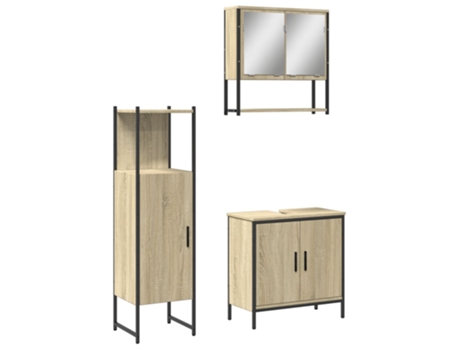 Conjunto 3 de muebles de baño VIDAXL madera contrachapada roble Sonoma