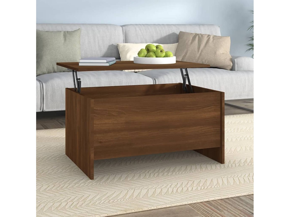 Mesa De Centro Mesa Auxiliar Mesa De Café Madera Ingeniería Roble Marrón 80x55,5x41,5 Cm Wsd759478