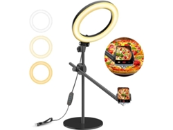 Anillo De Luz Para Selfie Con Soporte Y Holder Para Teléfono, 10" Gxy Con Brazo Superior Ajustable