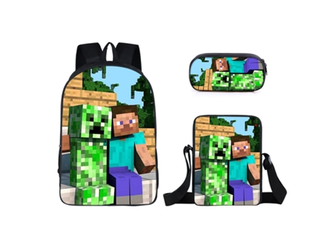 KOHREE Mochila escolar para estudiantes de Minecraft, juego de tres piezas