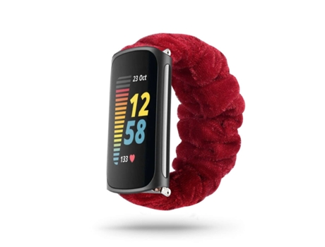Correa Fitbit Charge 5 Pulsera Scrunchie Rojo