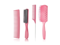 Juego de 4 peines y cepillos para el pelo Chaberlu (rosa)