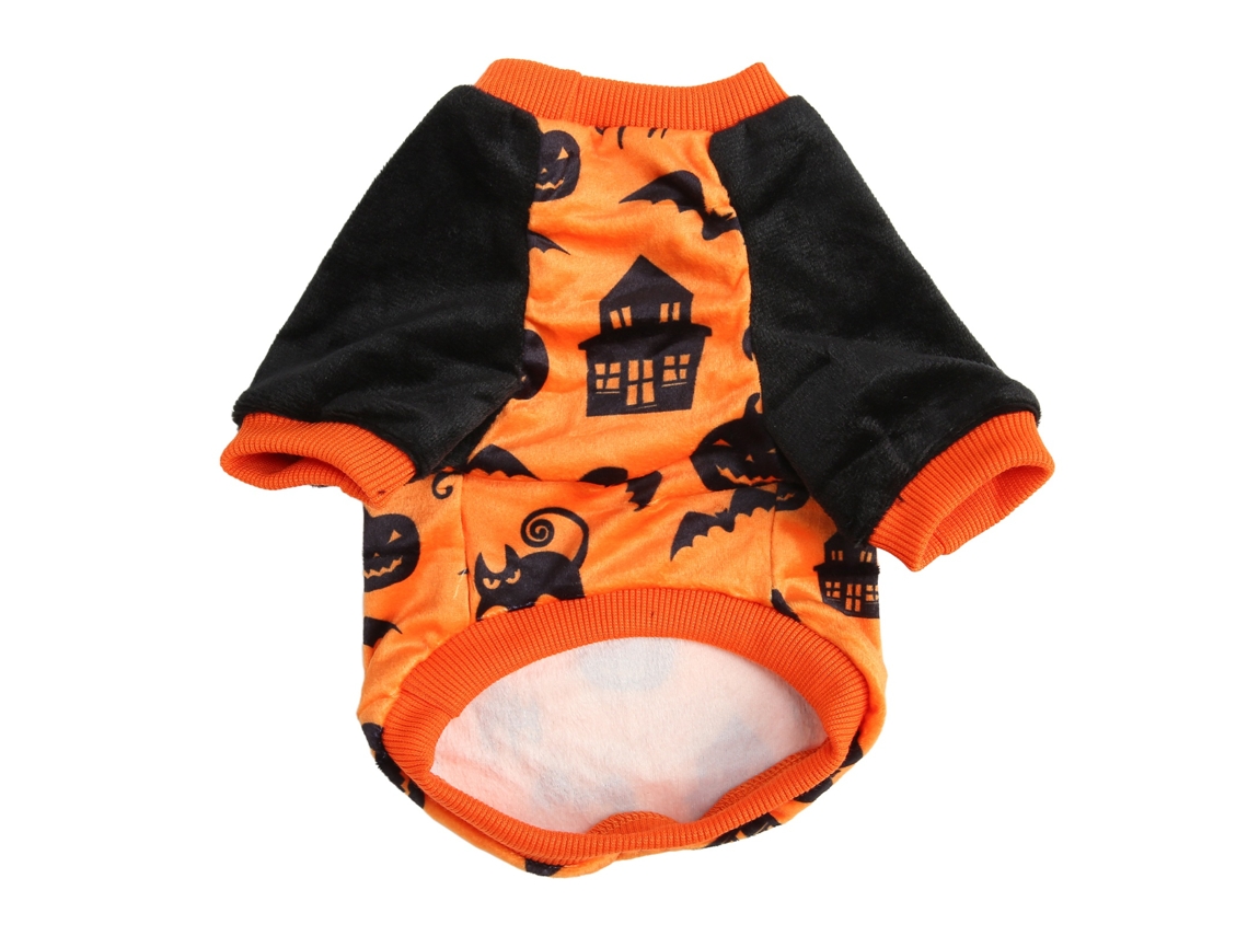 Rebe-camiseta De Abóbora Para Cão Gato Traje De Halloween Macio Peludo Elástico Fantasia Mascota Pequeno