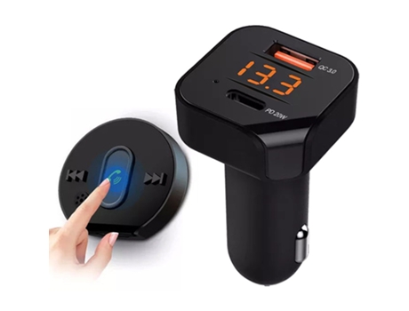 Transmisor FM para automóvil Control remoto QC3.0 PD 20W Tipo C Carga rápida Bluetooth 5.0 Car Kit Reproductor de MP3 Modulador FM (Negro) ENKERS