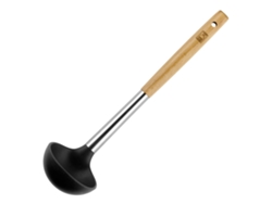 BRA Market - Cazo / Cucharón de Cocina en Acero Inoxidable, Silicona y Madera