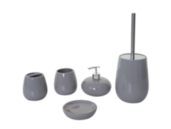 Juego de 5 accesorios de baño de cerámica gris 04_0003581