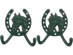 Ganchos Pared Hierro Fundido 2 Piezas Decorativos Cabeza Caballo Verde Herradura Rústicos Chaquetas