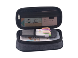 Estuche de lona de gran capacidad, dos capas, cremallera resistente, estilo moderno y sencillo, ideal para la escuela y la oficina | Sin marca