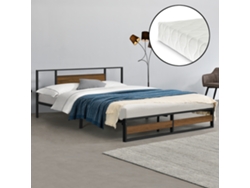 Colchón Cama Doble [ES.CASA] (209 x 184 x 88,5 cm - Acero - Negro)