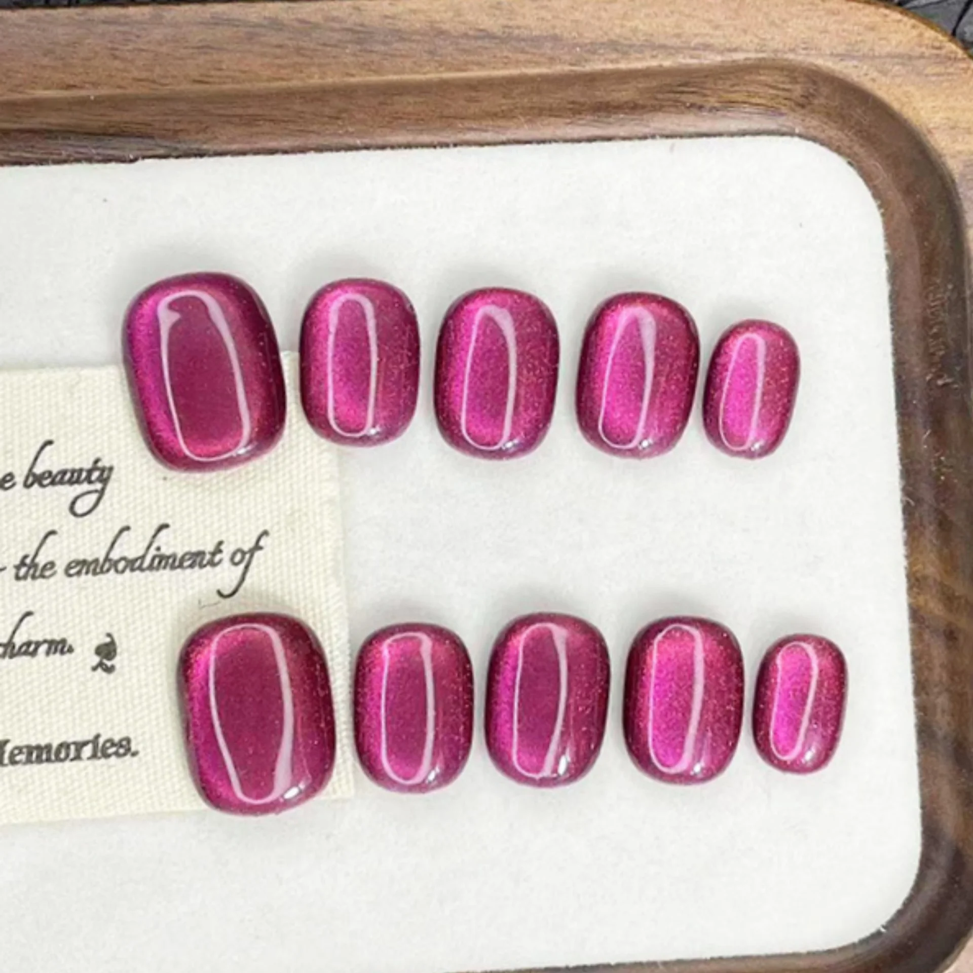 (2162-m) 10 Pegatinas/uñas Postizas Hechas A Mano Con Diseño De Ojo De Gato