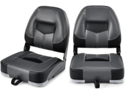 Sillas Plegables para Barco,2 Asientos para Barco con Tira de Fijación Larga y Tornillos en Acero Inoxidable, Asiento Yate Ergonómicos con Espuma COSTWAY