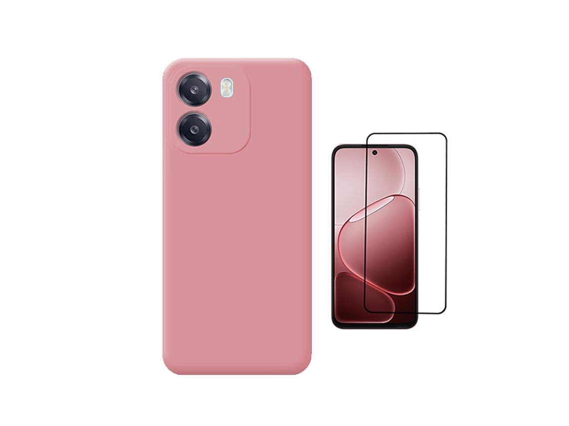 Kit Vidro Temperado Capa Silicone Líquido Phonecare Para Oppo A6 - Rosa