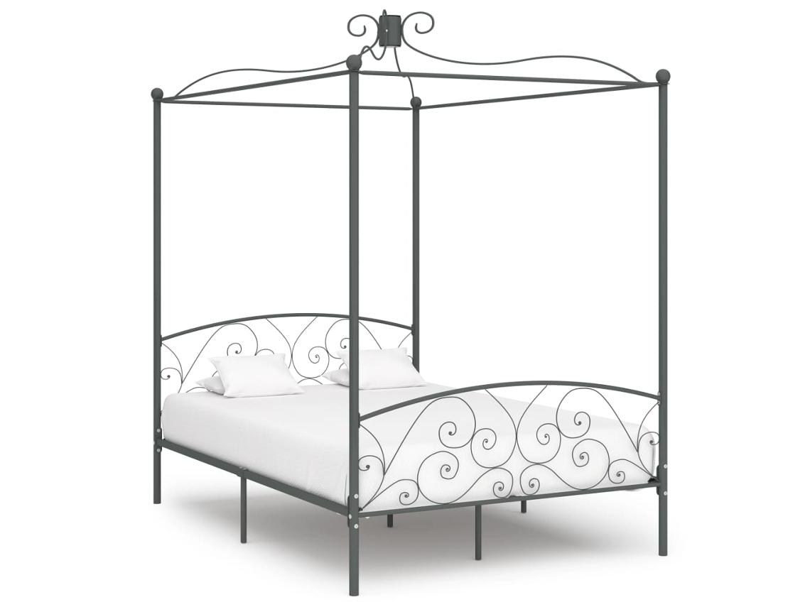 Estructura Cama Con Dosel Sin Colchón Metal Gris 120x200 Cm