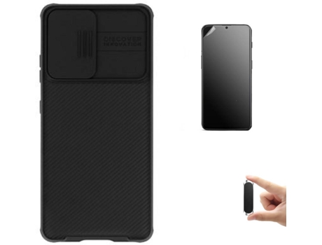Kit Carcasa, Protector Y Soporte Samsung S21 Plus Ultimatte Nillkin Camshield Negro