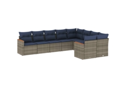 Maison Exclusive - Conjunto De Sofá De Jardín De 9 Piezas Con Cojines, Poliratán Gris
