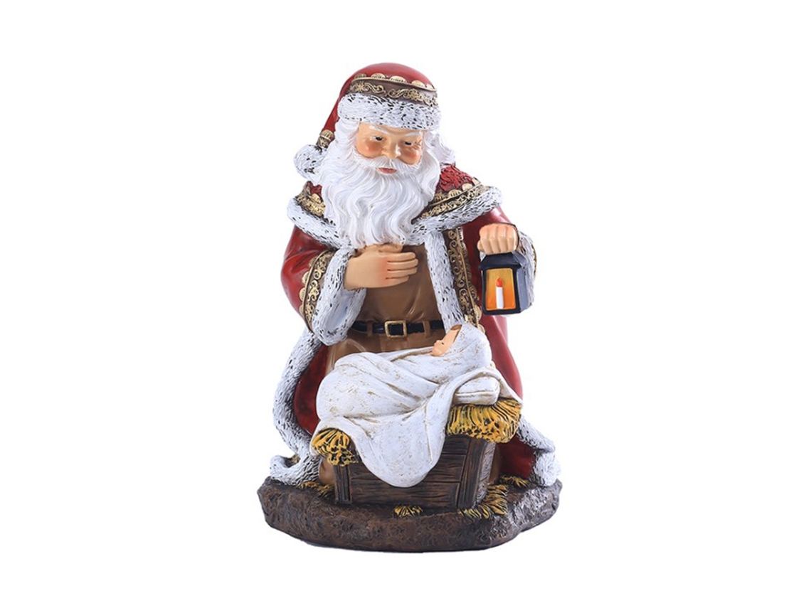 KOFIHETY Adorno Navideño Lámpara de Resina con Santa Decoración para Fiesta de Navidad en Familia