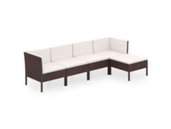 Maison Exclusive - Set Muebles De Jardín 5 Pzas Y Cojines Ratán Sintético Marrón