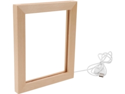 Marco Fotos Led Integrada Madera Maciza 170x130 Nocturna Usb Cálida Color Compacto Escritorio Ideal Decoración