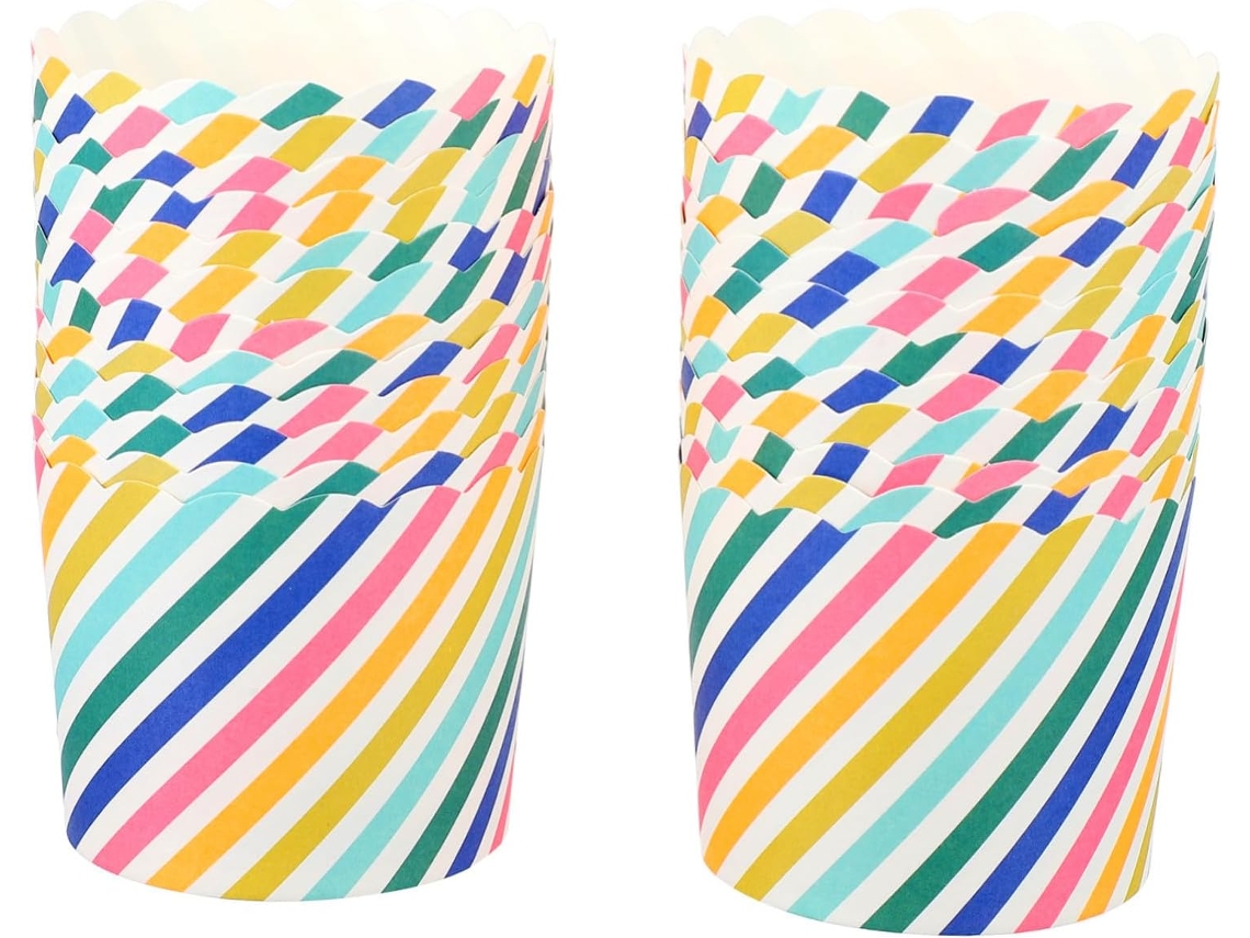 Moldes De Papel Para Cupcakes/muffins, 48 Unidades, Resistentes Al Aceite, Con Diseño A Rayas.