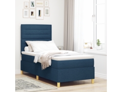 Cama Con Somier De Con Colchón Y Led Azul 90x200 Cm Tela