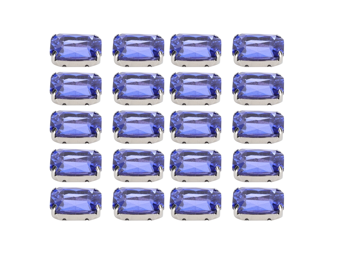 20 Piezas De Diamantes De Imitación De Garra Diy, Cristal Azul Real Rectangular De 13x18 Mm Para Decoración De Ropa