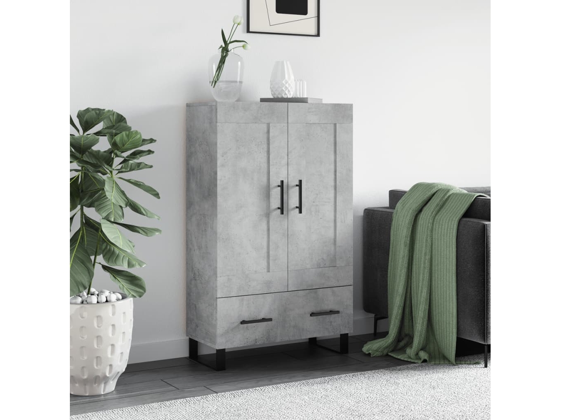 Aparador Alto Madera De Ingeniería Gris Hormigón 69,5x31x115 Cm