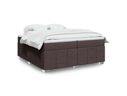 Cama Box Spring Con Colchón Tela Marrón Oscuro 200x200 Cm