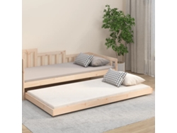 Cama con Cama de Madera Maciza de Pino en Marrón (100x200 cm)