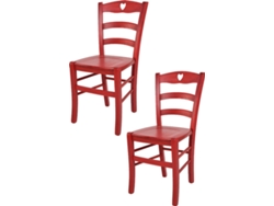 Conjunto de 2 Cadeiras T M C S Cuore (Vermelho - 88x43x46 cm - Madeira)
